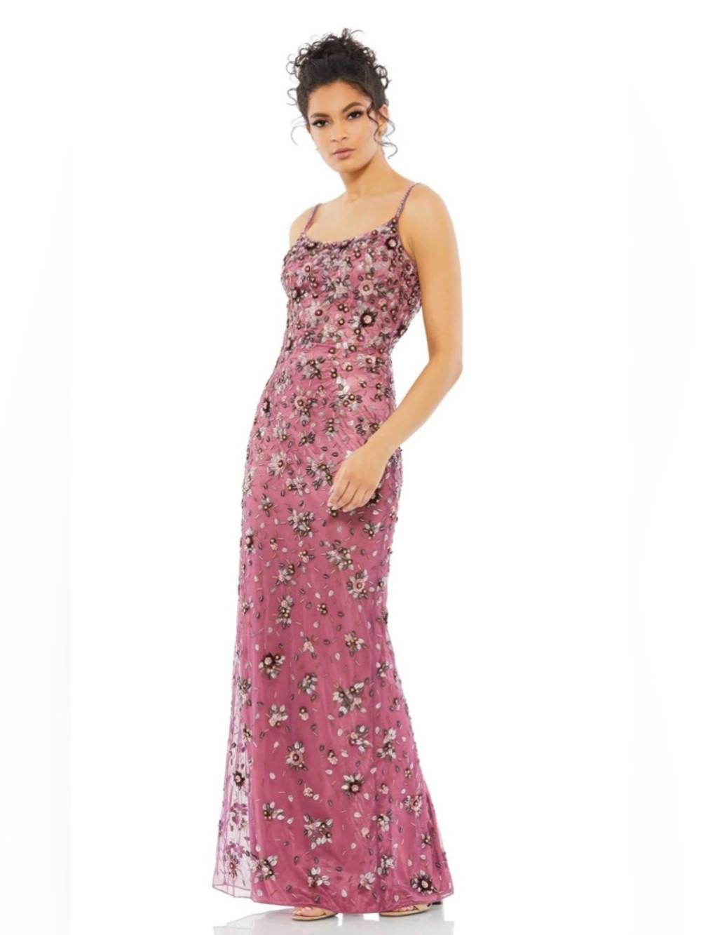 Mac Duggal Floral Beaded Maxi Dress